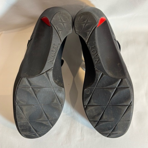 NAOT Sz 7 Wedges Mary Jane Shoes With Red Accent and Trim Hook & Eye Closure - Picture 12 of 14